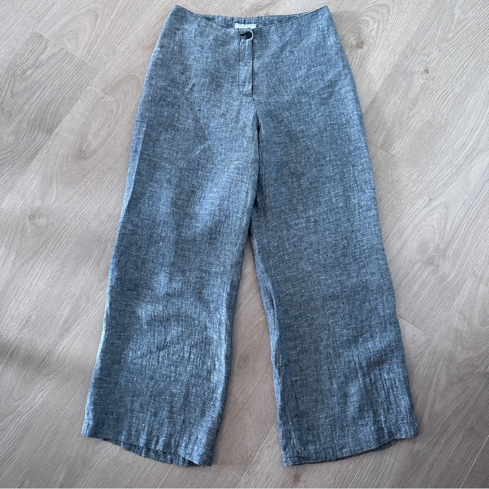 Women’s Linen High Waist Wide Leg Pants sz W28" -  Heathered Black